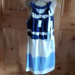 NEW Silk Adjustable Halter Dress in White & Blue